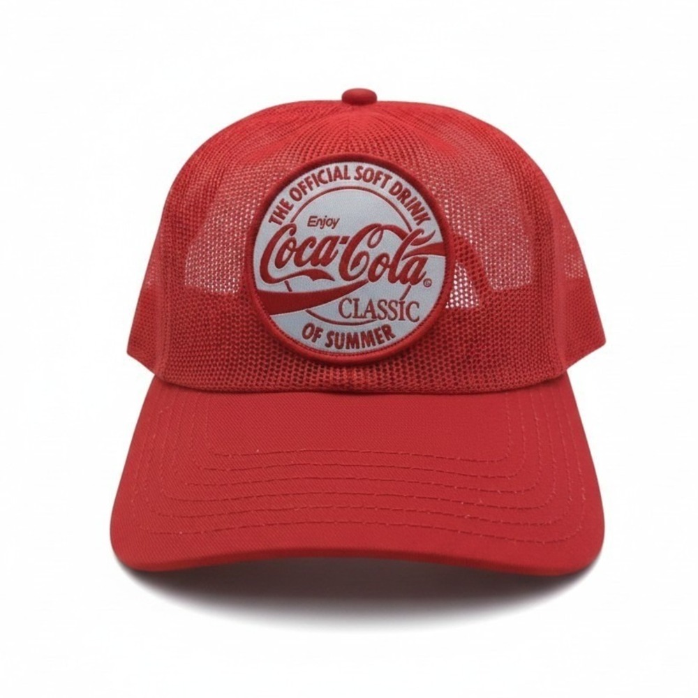 Coca-Cola Classic Mad Engine Drink of Summer Red Full Mesh Trucker Hat Snapback